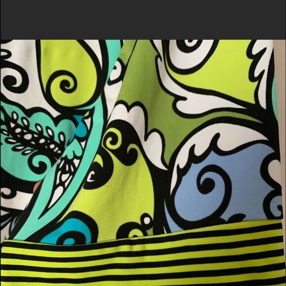 Cocomo 3/4 sleeve green, patterned blouse with boat neck, gorgeous, festive, L - Picture 4 of 7